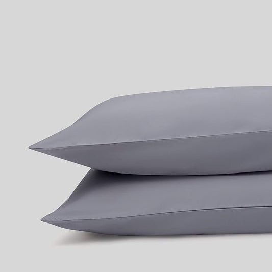 Fabdreams 100% Organic Cotton King Pillowcases | 400 Thread Count | Luxury Hotel Collection | GOTS Certified Long Staple Cotton | Soft & Smoother Than Egyptian Cotton | Set of 2-20" x 40" |Light Gray