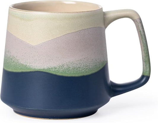 14.5oz Kiln-Change Mountain Ceramic Coffee Mug, 1340℃ High-Fire Unique Glaze Mug - Lead-Free, Microwave Safe, Gift for Coffee/Tea Lovers & Friends