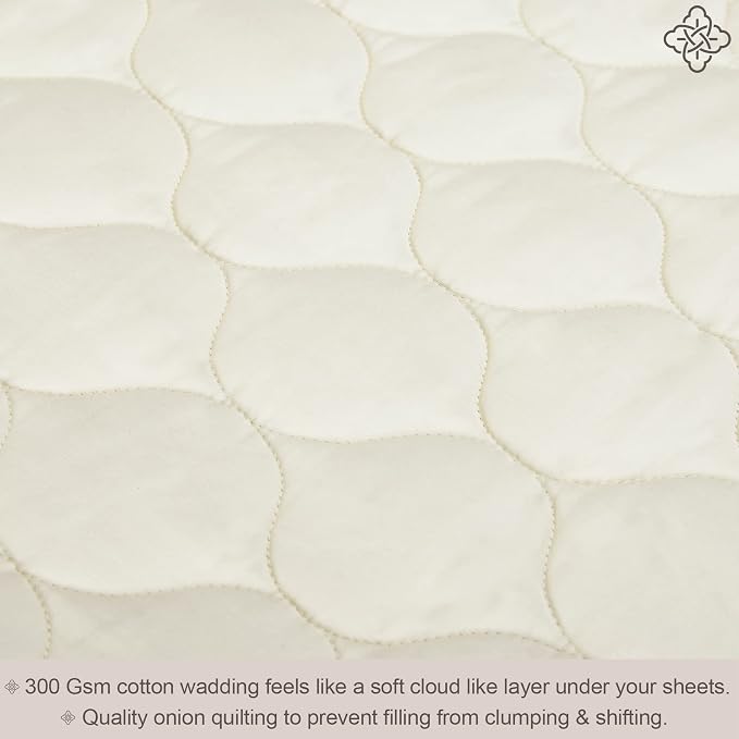 Bioweaves 100% Organic Cotton Mattress Pad Cover, GOTS Certified Cooling Quilted Fitted Mattress Topper & Protector with Soft Cotton Wadding - 20 Inch Deep Pocket, Queen