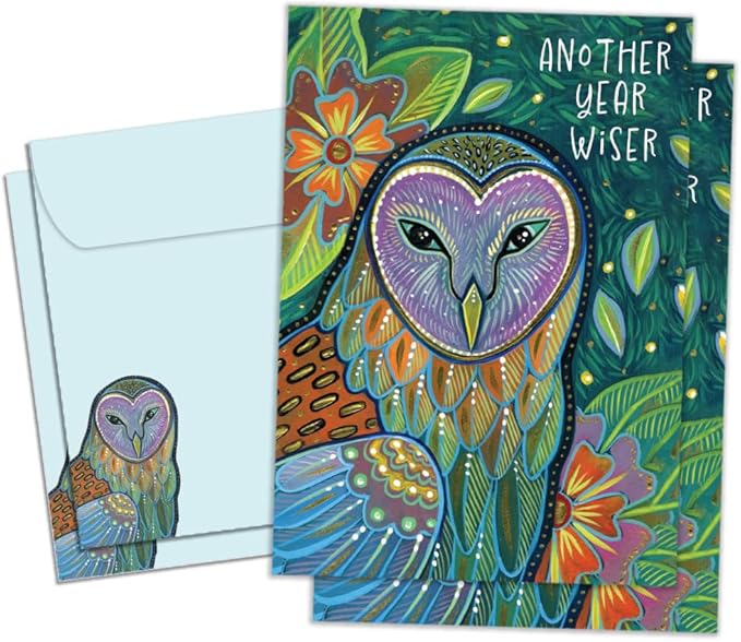 Tree-Free Greetings - Birthday Cards - Artful Designs - 2 Cards + Matching Envelopes - Made in USA - 100% Recycled Paper - 5 x 7 - Another Year Wiser (GT65317)