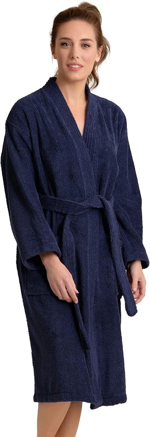 Women's Turkish Terry Kimono Style Bathrobe - 100% Cotton Robe for Women - Comfortable & Absorbent - Soft & Cozy Wear