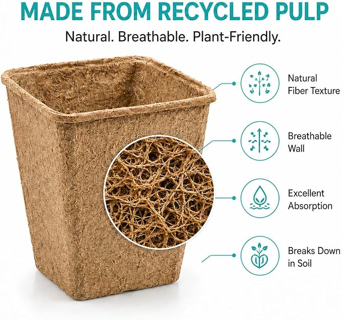 JOYSEUS 3.25" Seed Starter Pots, Organic Planting Peat Pots for Indoor Garden Seedling, 30 Pcs 100% Eco-Friendly and Biodegradable for Seed Germination