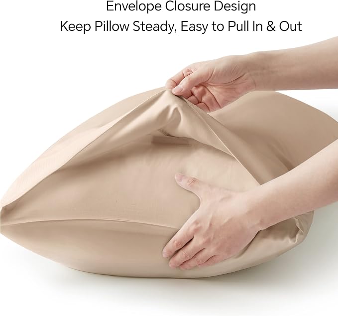 BEDELITE King Size Pillow Cases Set of 2, Rayon Derived from Bamboo, Cooling Pillow Cases for Hot Sleepers & Night Sweats, Breathable and Silky Soft Envelope Pillowcases(Taupe, 20"x36")