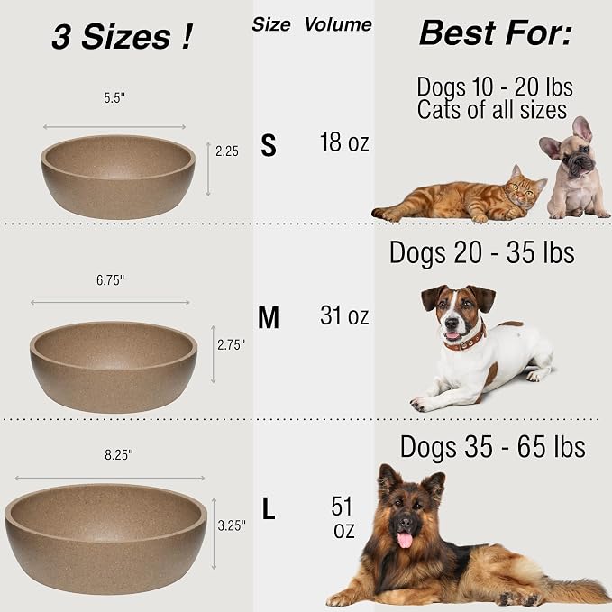 Loving Pets - Dolce Bamboo - Eco-Friendly Pet Bowls & Dishes for Dog, Cats, Puppy Food and Water Bowl -Sustainable and Dishwasher Safe, Made with Real Bamboo (Small, Coffee-Brown)