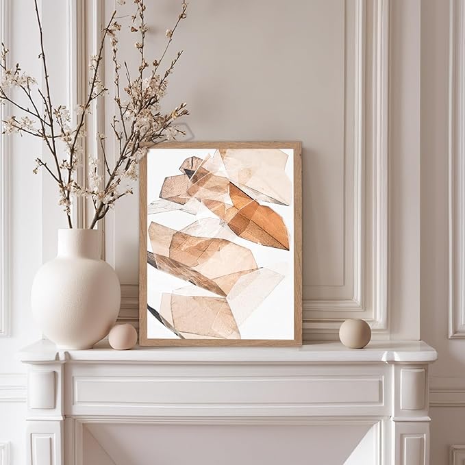 Monem Art Earthy Origami Paper Photography Print - Neutral Abstract Shapes Art Poster - Wall Decor for Living Room, Bedroom or Office - 8x10 Beige Framed Wall Art by Renee Stramel