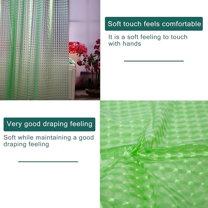 EVA Green Shower Curtain Liner,3D Plastic 5G Shower Liners with 12 Rustproof Metal Grommets and Weighted Magnets, Waterproof Duty Shower Curtains for Shower Bathroom 72 x 72