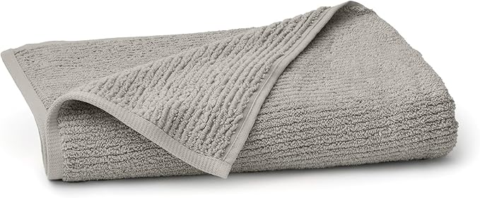 BOLL & BRANCH Turkish Ribbed Bath Towel - Pewter - 100% Organic Turkish Cotton - Soft Absorbent Quick Dry Luxury Spa Bath Towel with Ribbed Texture - Durable Sustainable Comfort