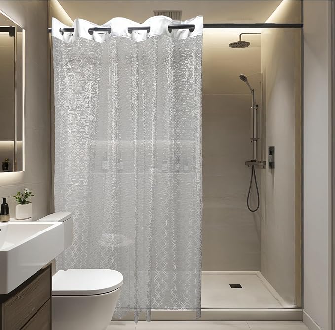 EVA 8G Bathroom Shower Curtain Liner, 72x74 Inch 3D Frosted Heavy Duty Waterproof Shower Curtain Liner Thick Plastic Shower Curtains No Hooks