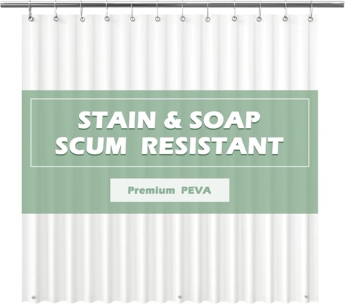 EHZNZIE White Heavy Duty Shower Curtain Liner 72x72, PEVA Waterproof Bath Curtain, No Chemical Smell, 3 Weighted Magnets, Durable with Rustproof Metal Grommets
