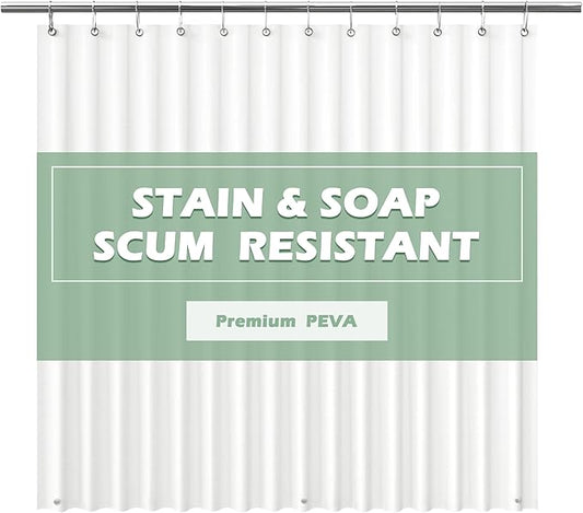 EHZNZIE White Shower Curtain Liner 72x72, PEVA Waterproof Bath Curtain, No Chemical Smell, 3 Weighted Magnets, Durable with Rustproof Metal Grommets