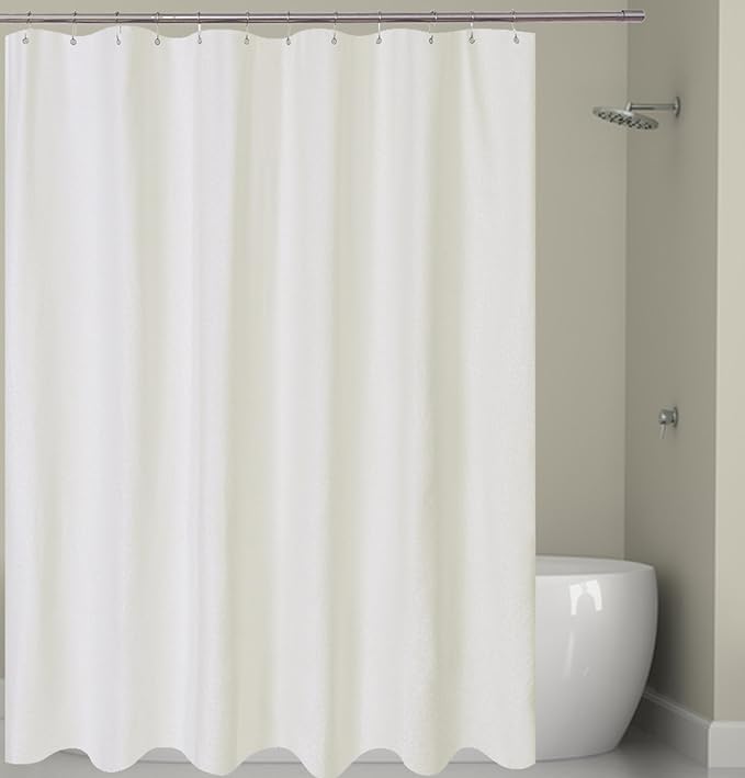 Barossa Design Soft Microfiber Fabric Shower Liner or Curtain, Hotel Quality, Machine Washable, Water Repellent, Cream, 70 x 72 inches