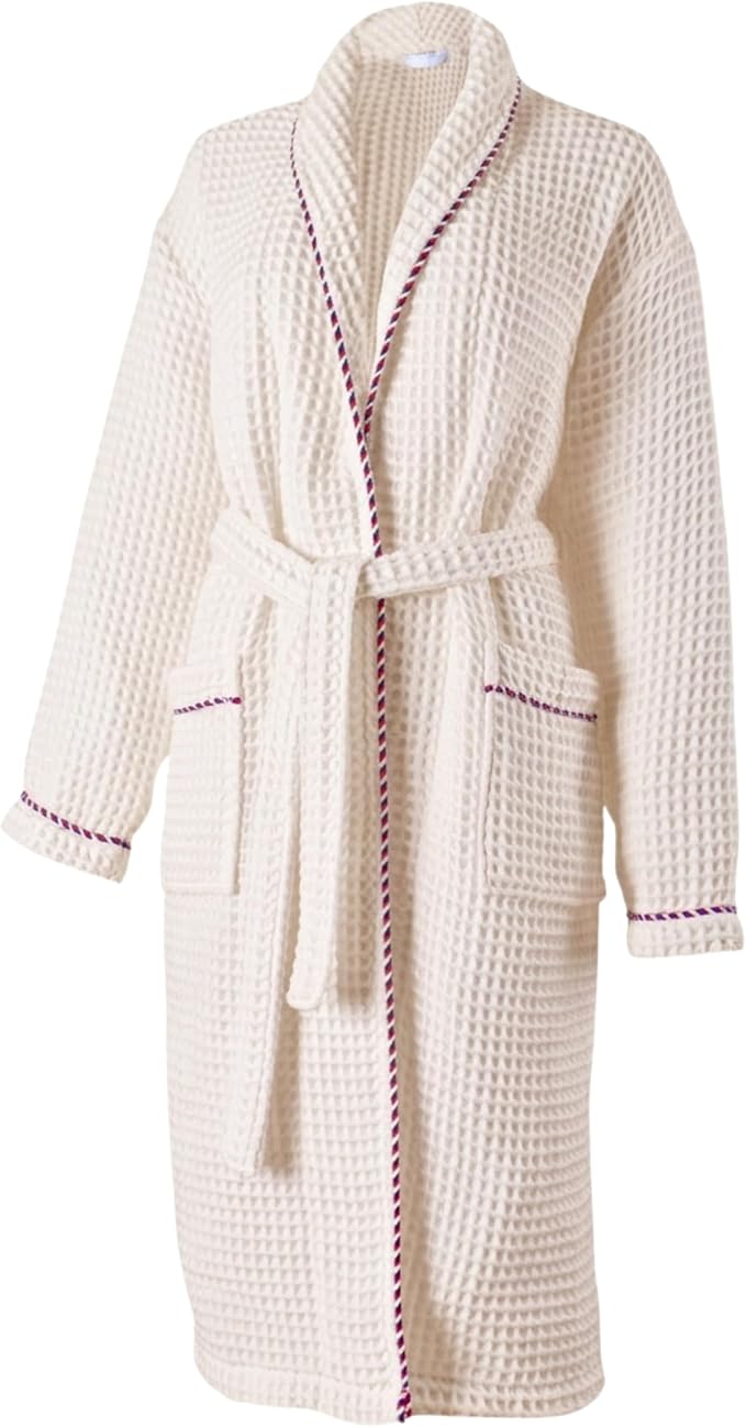 PÜSKÜL Luxury Waffle Robe for Women & Men - Natural 100% Turkish Cotton Bathrobe - Housecoat Womens & Housecoat Mens