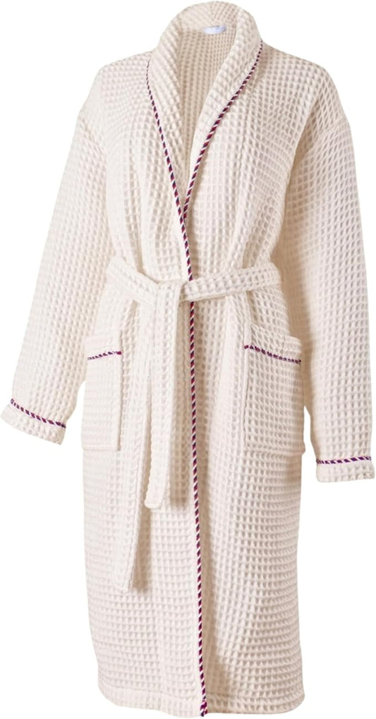 PÜSKÜL Luxury Waffle Robe for Women & Men - Natural 100% Turkish Cotton Bathrobe - Housecoat Womens & Housecoat Mens