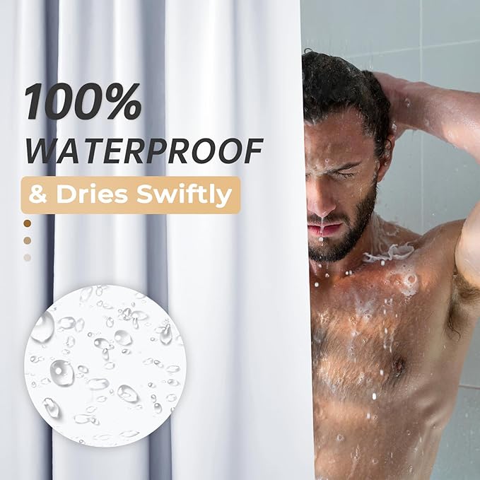 AmazerBath Stall Shower Curtain 36x72, White Shower Curtain Plastic, Small Shower Curtain Liner Heavy Duty Thick PEVA, Walk in Shower Liner with 2 Weighted Stones and 6 Grommet Holes