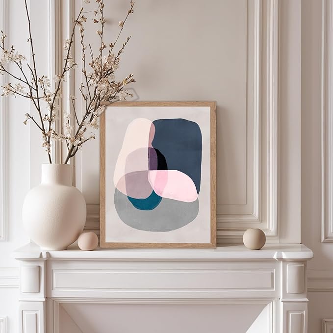 Monem Art Pastel Abstract Color Block Painting Print - Scandinavian Minimalist Art Poster - Wall Decor for Living Room, Bedroom or Office - 12x16 Beige Framed Wall Art by Mareike Bohmer