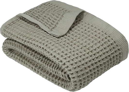 DEMMEX Organic Cotton Waffle Weave Turkish Bath Towel - Ultra Soft Lightweight Quick Dry, Oeko-Tex Certified, 100% Turkish Cotton (Beige, Large (60x30))