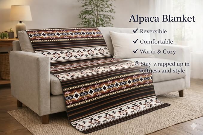 Alpaca Wool Blanket, King Size 100 x 83, Reversible 2 in 1, Thick and Ultra Soft, Hypoallergenic, Non-Itchy, Handmade in Ecuador. Premium Alpaca Wool (Green, King (U.S. Standard))