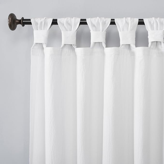 Archaeo - 54870 Washed 100% Cotton Twist Tab Curtain, 52" x 63" Panel, White