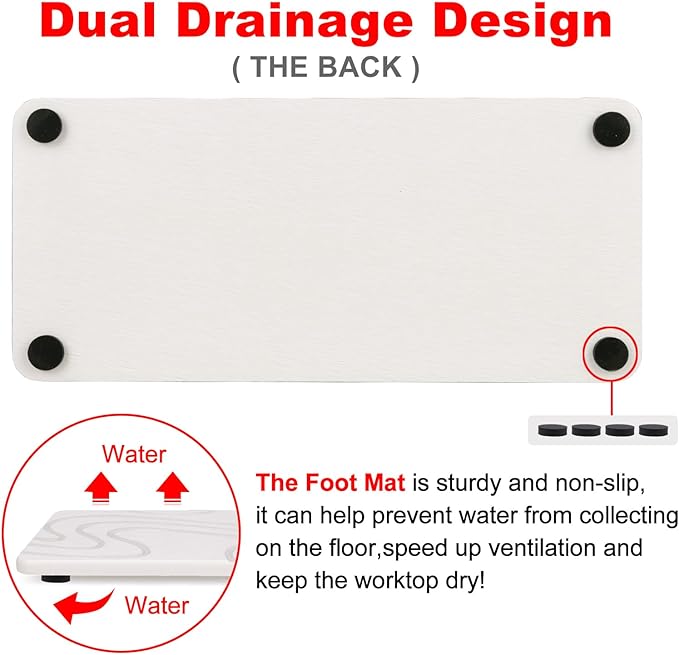 2 Pcs Water Absorbing Stone Tray for Sink Diatomaceous Earth Dish Drying Mat for Kitchen Counter Soap Dish White Diatomite Bathroom Sink Vanity Trays Absorbent Coasters Bathroom Decor and Accessories