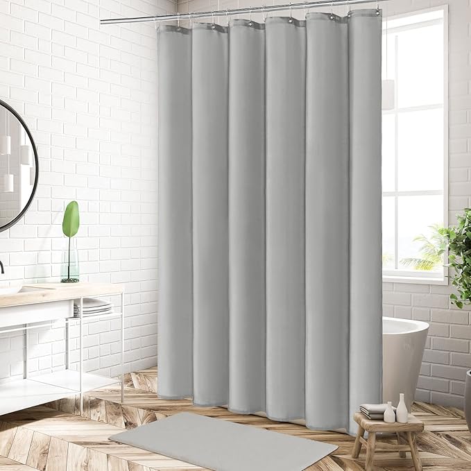 MitoVilla Dark Grey Shower Curtain or Liner for Modern Neutral Hotel Bathroom Decor, Simple Fabric Shower Curtain Liner, Waterproof Cloth & Machine Washable, 72" W x 72" H