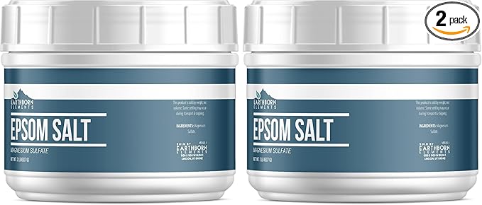 Earthborn Elements Epsom Salt (2 lb), Magnesium Sulfate Soaking Solution (Pack of 2)