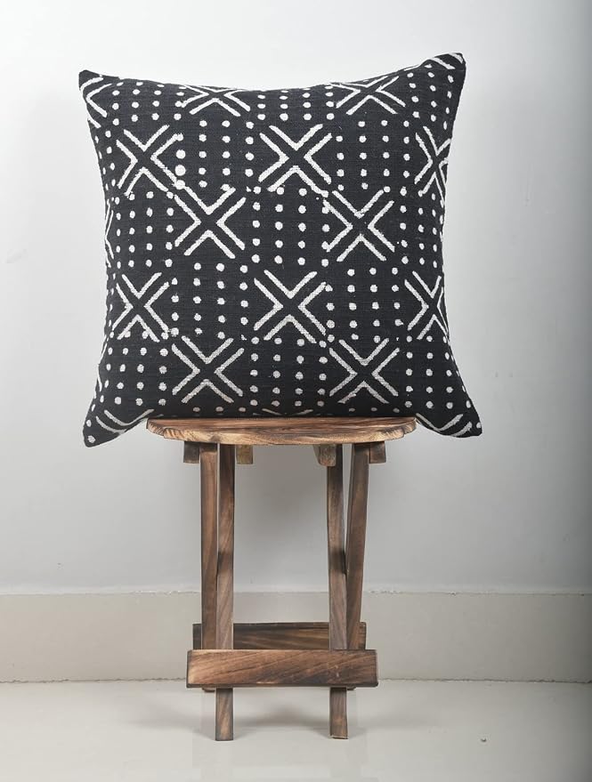 Trade Star Decorative Boho Accent Pillow Covers 100% Cotton Handmade Farmhouse Throw Pillowcase Black Cushion Cover for Chair, Car Décor