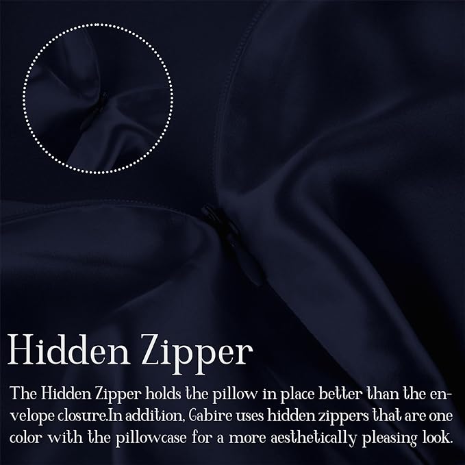 Gabire Mulberry Silk Pillowcase for Hair and Skin Cool Pillow Cases Both Sides Real Silk Pillowcases Organic Silk Pillowcase with Hidden Zipper, Navy Blue, King (20"×36")