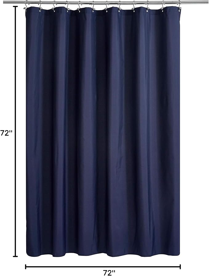 N&Y HOME Ultimate Waterproof Fabric Shower Curtain or Liner with Weighted Magnets, Navy Blue Shower Curtains for Bathroom, TPU Lining & Machine Washable for Hotel, Navy, 72"x72"