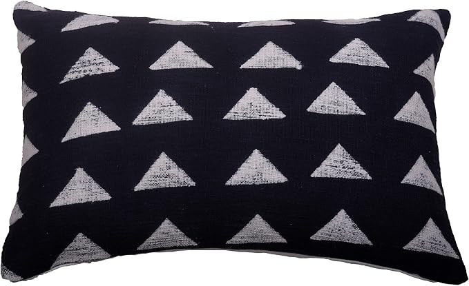 Trade Star Handloomed Throw Pillow Cover 100% Cotton Mudcloth Pillow Cover Tribal Print Boho Accent Bedroom Decoration Cushion Cover Handmade Indian Pillow Case Long Lumbar Cushion Case