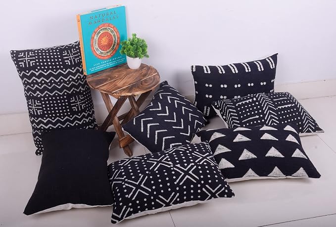 Trade Star Handmade Lumbar Pillow Case Boho Cushion Cover 100% Cotton Pillow Cover for Bedroom Throw Pillow Cases Farmhouse Decorative Tribal Beautiful Indain Cushion Cover (12x18 Inches)