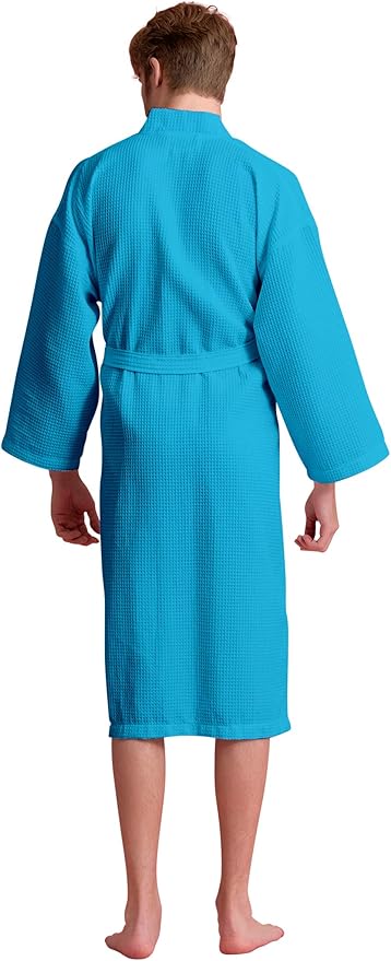 Soft Touch Linen Men's Cotton Waffle Bathrobe, Luxurious & Lightweight, Comfortable & Absorbent, Softness, Fast Dry,