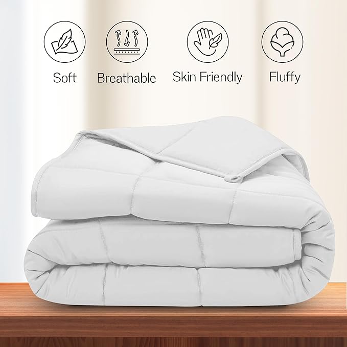 Queen Comforter Duvet Insert - Down Alternative, All Season Fluffy Lightweight Quilted Comforter with Corner Tabs, Machine Washable Hypoallergenic Microfiber, Oeko-TEX Certified, 88x88 - LUX Décor