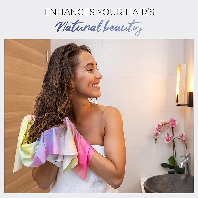 Microfiber Hair Towel Wrap for Women – Large Fast Drying Hair Towel with Patented Clip – Anti-Frizz, Super Absorbent, Silky Smooth Microfiber – Plopping Hair Wrap for Curly, Wavy & Straight Hair