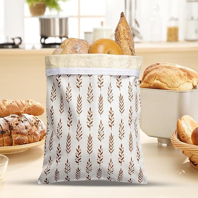 Reusable Beeswax Bread Bags - Cotton Bread Storage | 2 Pack Freshness Bags | Natural Beeswax Lining, Washable Reusable Design, Large Capacity Storage, Secure Closure, for Homemade Sourdough &