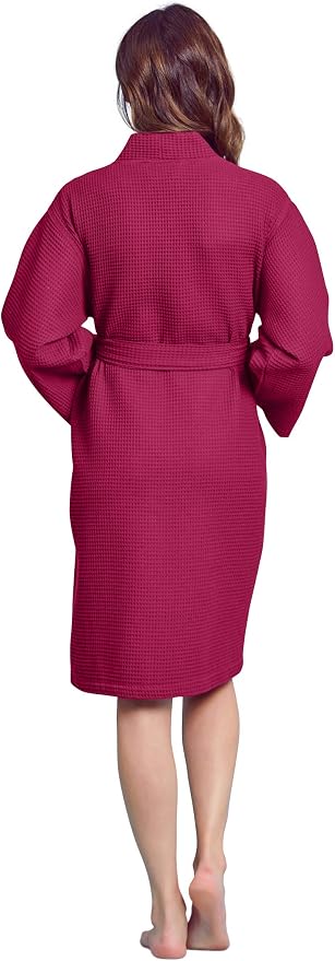 Soft Touch Linen Women's Kimono Waffle Robe-Luxurious & Absorbent & Quick Dry-Cotton & Polyester Blend