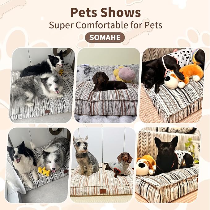 SOMAHE 4 Inch Orthopedic Dog Bed for Crate, 27 x 20 Inch, Orange Chenille | Washable Removable Cover, Waterproof Inner Liner, Non-Slip Bottom, Orthopedic Dog Crate Mattress for Medium & Large Dogs
