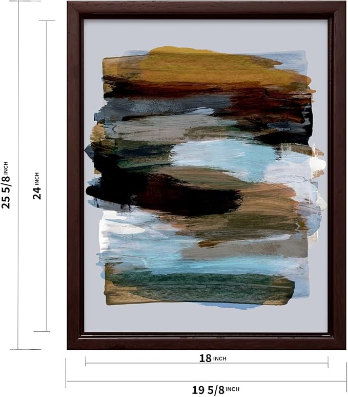Monem Art Abstract Earth Tone Brushstroke Print - Modern Painterly Art Poster - Wall Decor for Living Room, Bedroom or Office - 18x24 Brown Framed CANVAS Wall Art by Mareike Bohmer