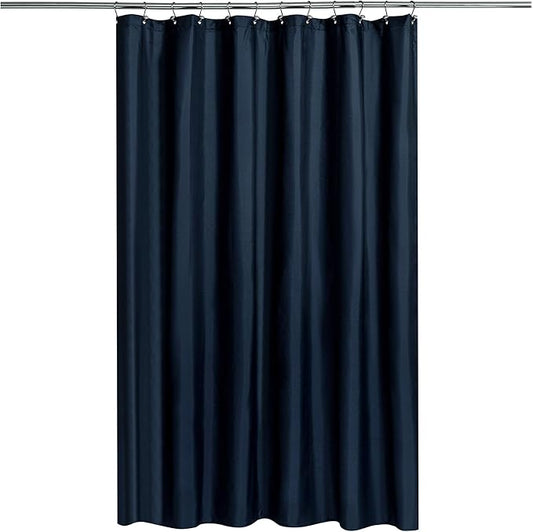 N&Y HOME Fabric Shower Curtain Liner with Weighted Magnets - Navy Blue Shower Curtain for Bathroom with Hotel Quality, Machine Washable, Water Repellent - Navy, 72x72