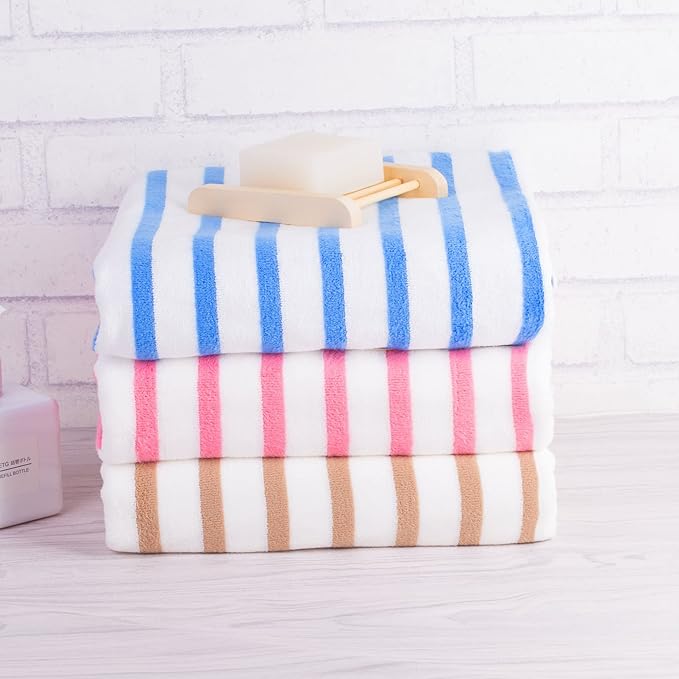 JML Microfiber Beach Towels, 6 Pack, 30" x 60", Cabana Stripe, Absorbent and Quick Dry Bath Towel Set for Adults, Travel, Summer Party, Sport, Swimming, Pool, Yoga, Camping, Strpes Coffee and White