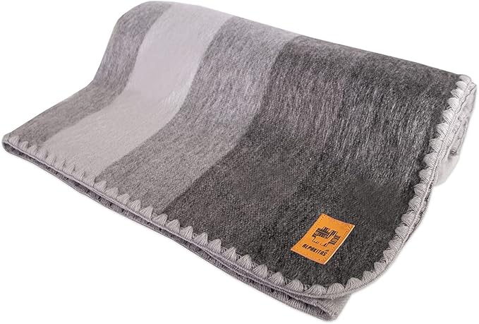 ALPAKITAS Alpaca Wool Blanket – Twin Size, 75 x 38 Inches – Warm & Lightweight – Couch, Bed, or Outdoor Blanket – Gray