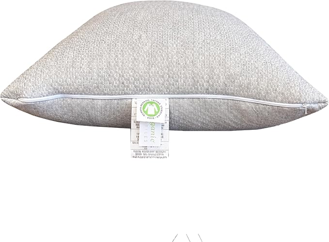 ORGANIC TEXTILES 100% Handmade Organic Shredded Latex Bed Pillow with Heather Grey Removable Cover - (King, Pack of 1)