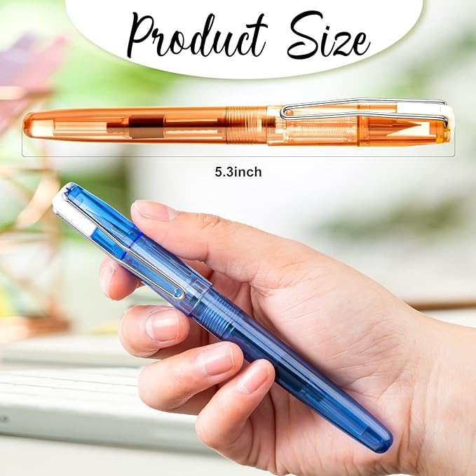 Fainne 16 Pieces Fountain Pen Refillable Disposable Fountain Pens for Writing Fine Nib Signature Ink Pen Piston Filling Pen for Calligraphy Painting, Drawing, School, Scrapbook and Sketch(Multicolor)