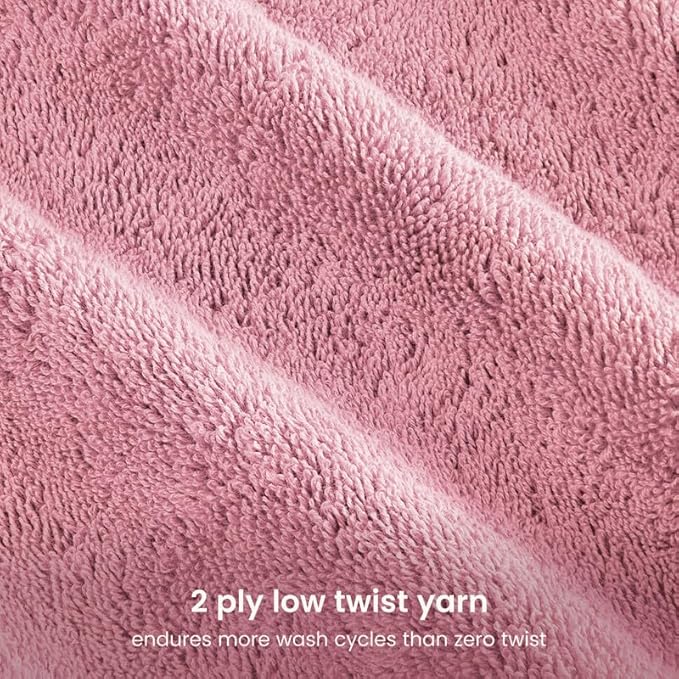 BIOWEAVES 100% Organic Cotton 700 GSM Plush Premium Washcloths 13" x 13" GOTS Certified, Face Towels Perfect for Home & Bathroom - Dusty Pink, Pack of 12