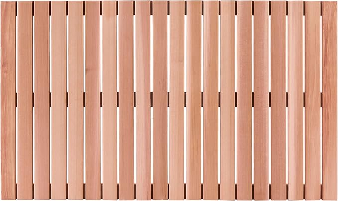 bingaai Cedar Wood Bath Mat 40"×23.6", Cedar Wooden Bath Mats, Wood Shower Stall Mat Non-Slip for Bathroom Bathtub Spa Sauna Garden Home, Wooden Floor Mat Large for Indoor and Outdoor
