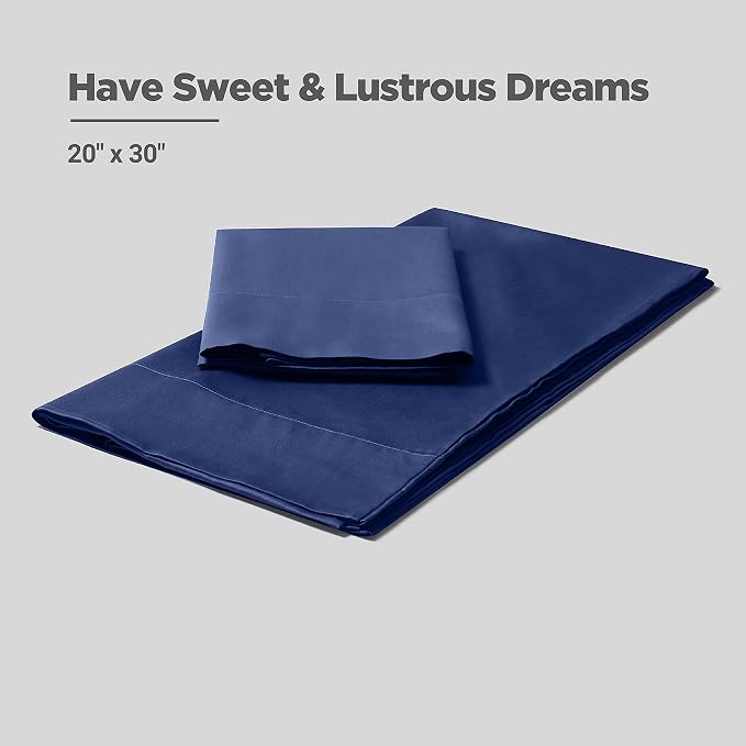 Fabdreams 100% Organic Cotton Standard Queen Pillowcases | 400 Thread Count | Luxury Hotel Collection |GOTS Certified Long Staple Cotton|Smoother Than Egyptian Cotton|Set of 2-20" x 30"|Dark Blue