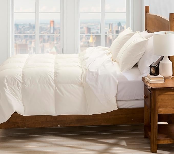 Cuddledown Chroma Down Alternative Comforter | Soft, Lofty, Cloudlike | Hypoallergenic | 100% Cotton Sateen Shell | Handcrafted | Duvet Insert | Oeko-TEX Certified | King | All Season | Ivory
