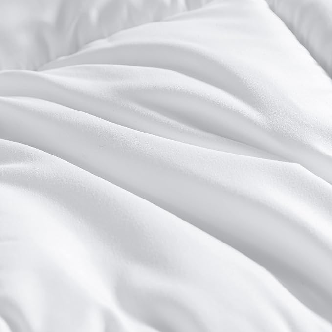 Winter Extra Warm White Cal King Size Down Alternative Comforter, Heavyweight All Season Fiberfill Comforter Duvet Insert 108x98 with Corner Tabs - Ultra Soft Brushed Microfiber Shell