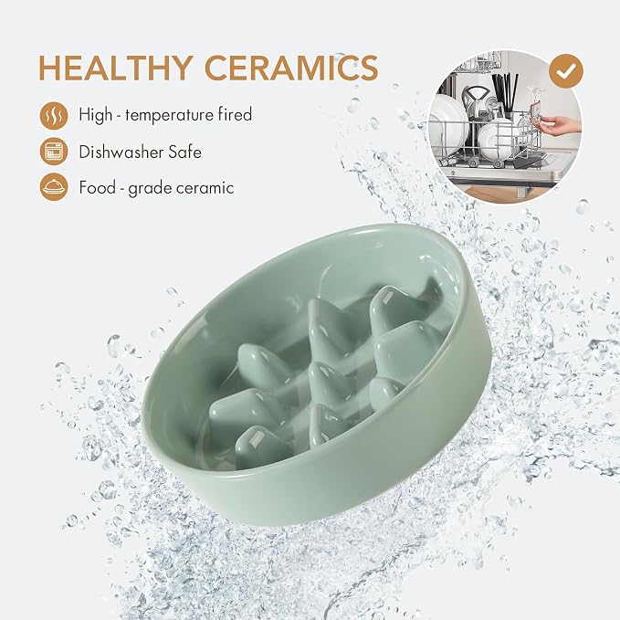 Havniva Ceramic Slow Feeder Dog Bowls, 0.9 Cups Dog Bowl Slow Feeding for Small Breed, 6.1inch Puzzle Dog Food Bowl Slow Feeder Non-Slip Anti-Gulping and Anti-Choking Reduces Bloating