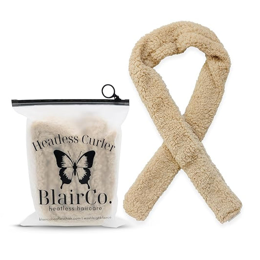 Beige Heatless Styling Hair Curler: No Heat Curling Rod Headband for Overnight Curls. Soft Hair Curlers to Sleep in for Medium to Long Hair