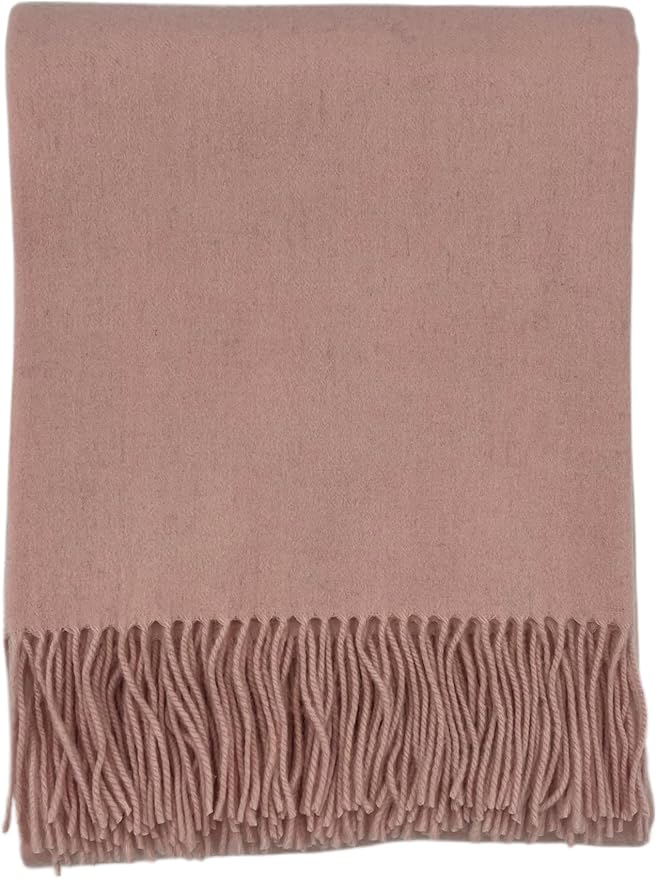 Alashan Cashmere Blend Woven Throw - Blanket - Pink Sands Light Pink Bed Throw